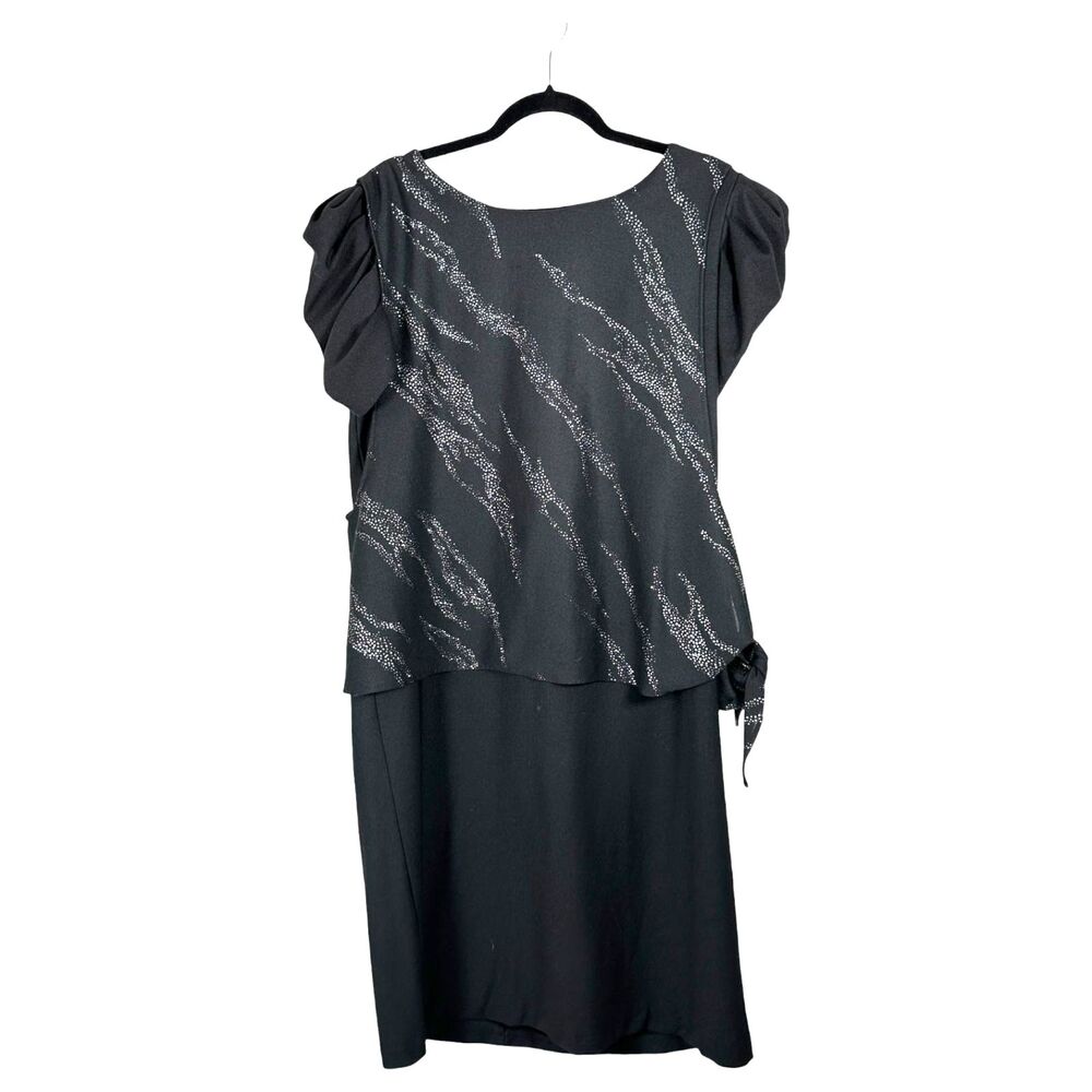 Glamax Vintage Black Sparkle Glitter Midi Dress Size 17-18